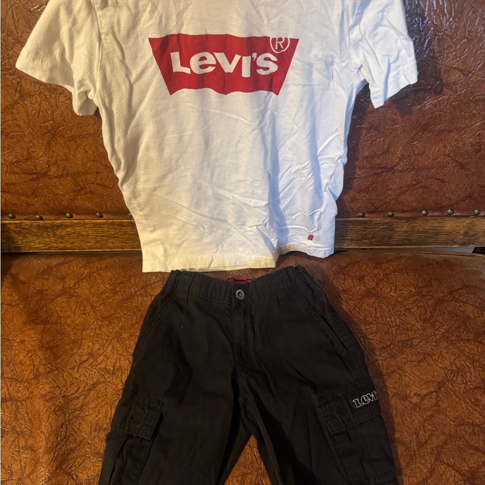 Levi's White T-Shirt and Black Cargo Pants